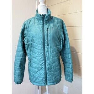L.L. Bean Womens Primaloft Packaway Jacket Sz L Green Teal Dopamine Outerwear